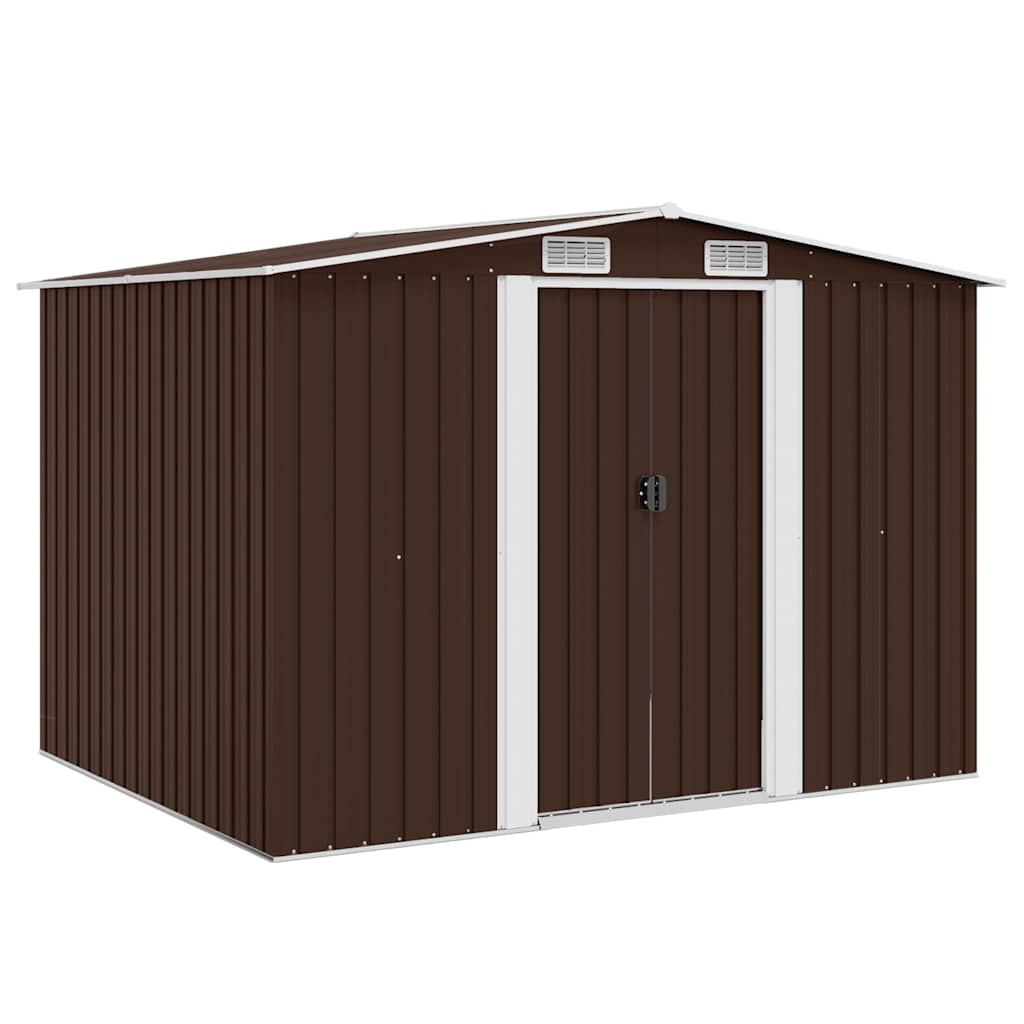 vidaXL Garden Storage Shed Brown 257x205x178 cm Steel 2