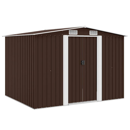 vidaXL Garden Storage Shed Brown 257x205x178 cm Steel 2