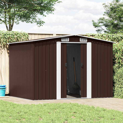 vidaXL Garden Storage Shed Brown 257x205x178 cm Steel 1