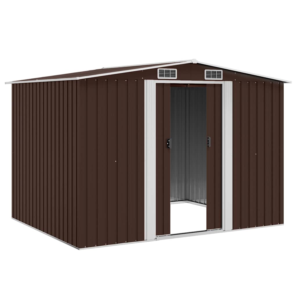 vidaXL Garden Storage Shed Brown 257x205x178 cm Steel 3