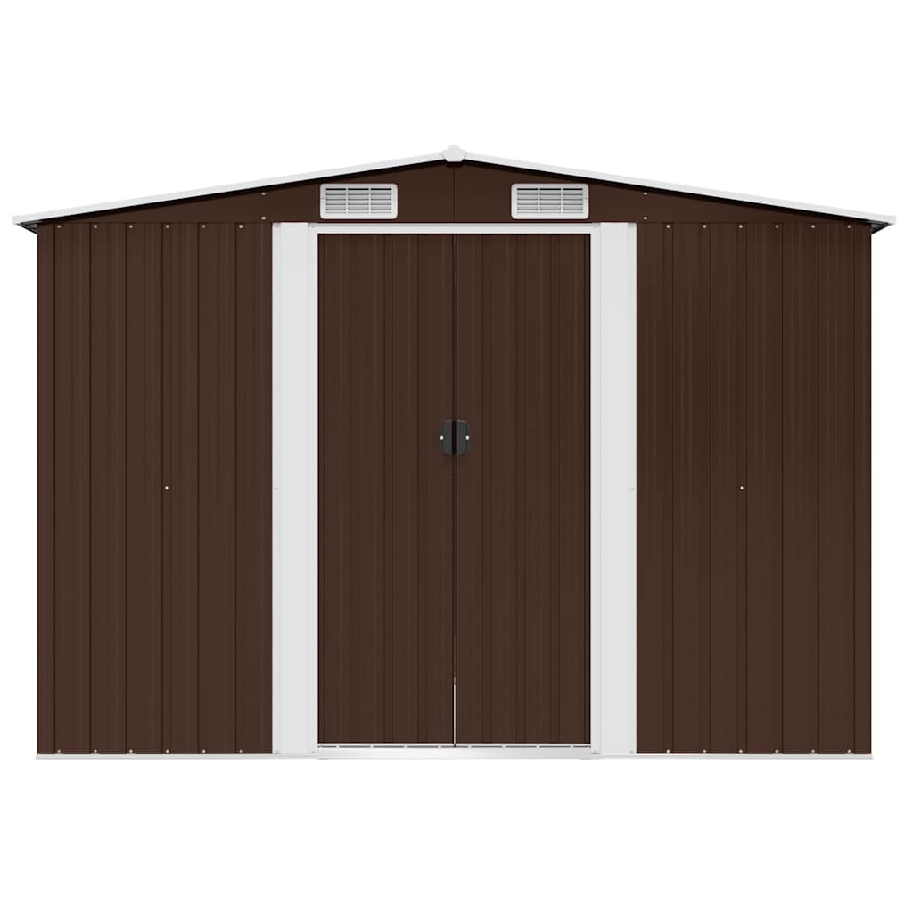 vidaXL Garden Storage Shed Brown 257x205x178 cm Steel 5