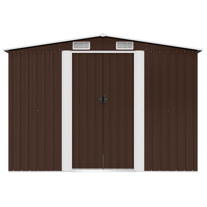 vidaXL Garden Storage Shed Brown 257x205x178 cm Steel 5