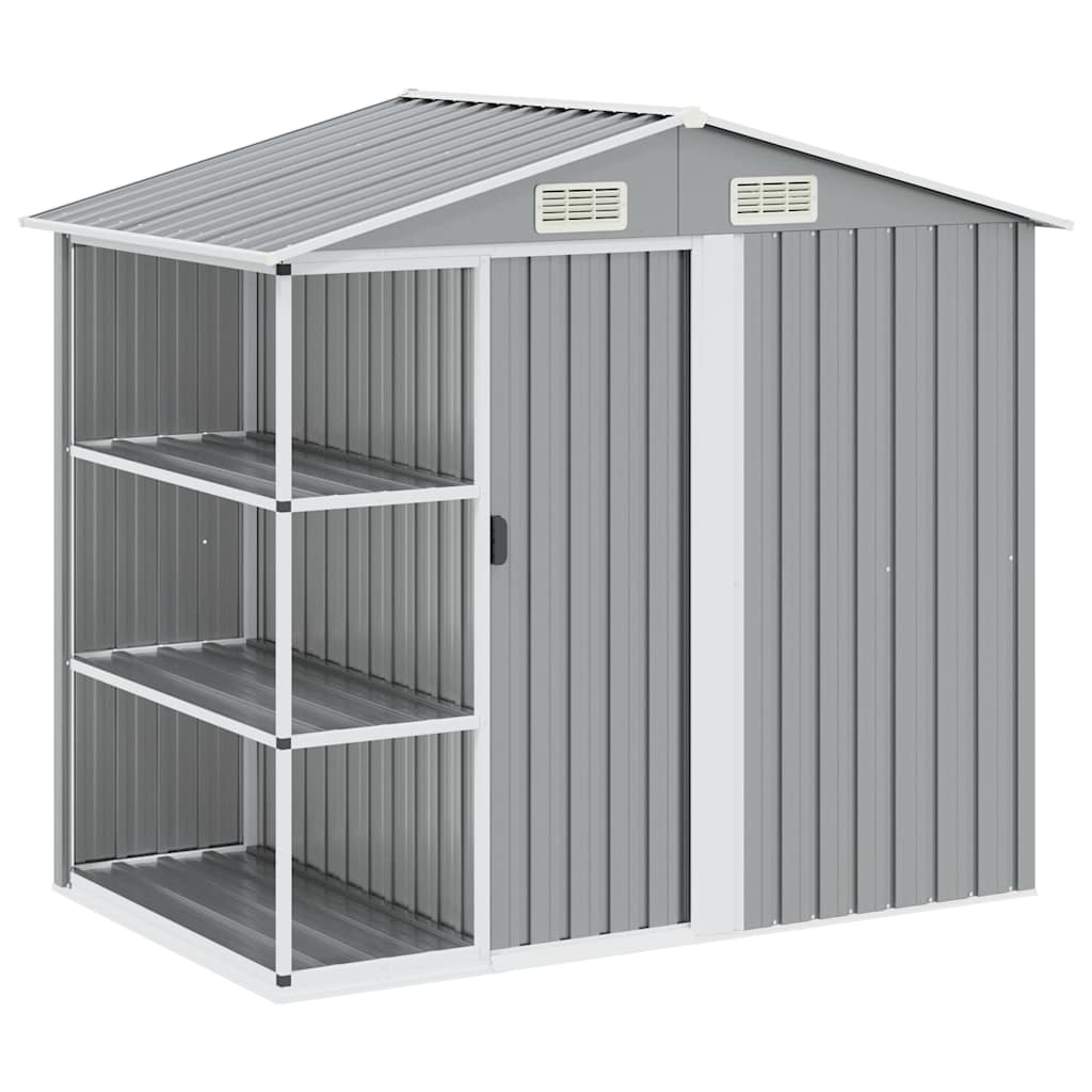 47103 vidaXL Garden Shed with Rack Grey 205x130x183 cm Iron 2