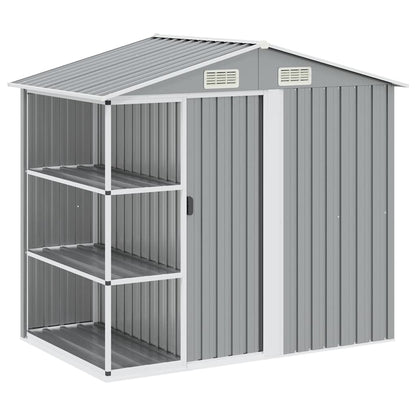 47103 vidaXL Garden Shed with Rack Grey 205x130x183 cm Iron 2
