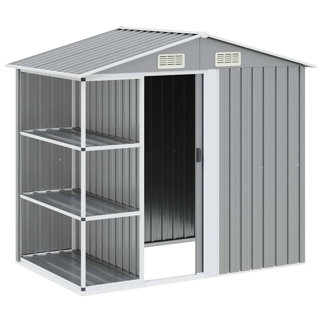 47103 vidaXL Garden Shed with Rack Grey 205x130x183 cm Iron 3