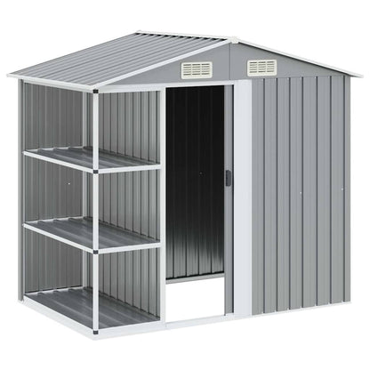 Garden Shed with Rack 205x130x183 cm Iron Grey