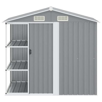 47103 vidaXL Garden Shed with Rack Grey 205x130x183 cm Iron 4