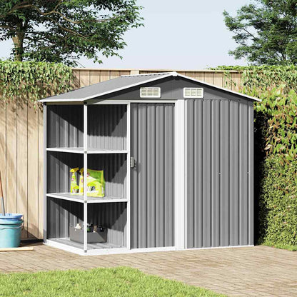 47103 vidaXL Garden Shed with Rack Grey 205x130x183 cm Iron 1