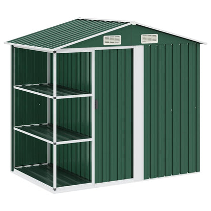 47104 vidaXL Garden Shed with Rack Green 205x130x183 cm Iron 2