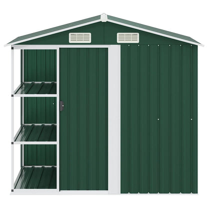 47104 vidaXL Garden Shed with Rack Green 205x130x183 cm Iron 4