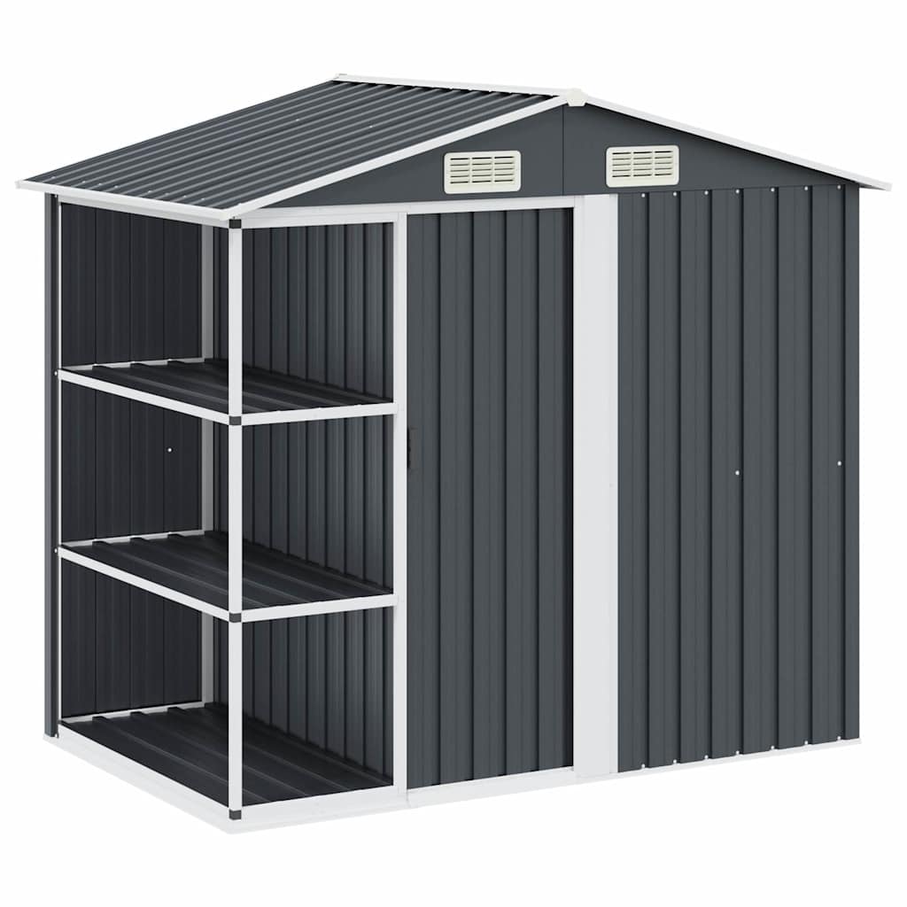 Garden Shed with Rack 205x130x183 cm Iron Anthracite