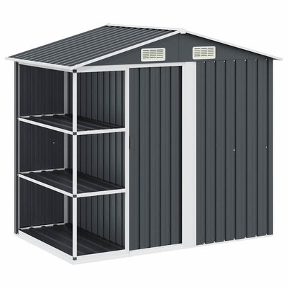 Garden Shed with Rack 205x130x183 cm Iron Anthracite
