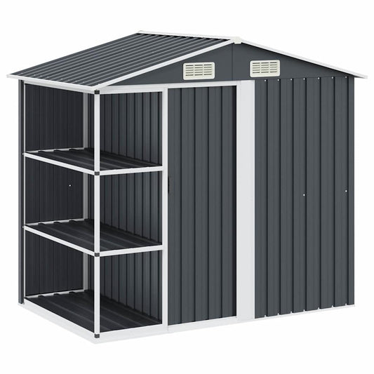 Garden Shed with Rack 205x130x183 cm Iron Anthracite