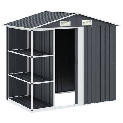 47106 vidaXL Garden Shed with Rack Anthracite 205x130x183 cm Iron 3