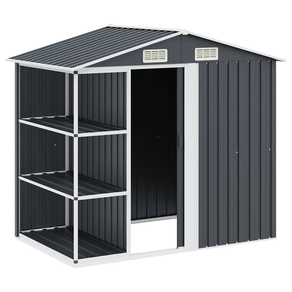 Garden Shed with Rack 205x130x183 cm Iron Anthracite
