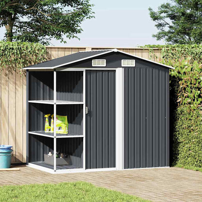 47106 vidaXL Garden Shed with Rack Anthracite 205x130x183 cm Iron 1