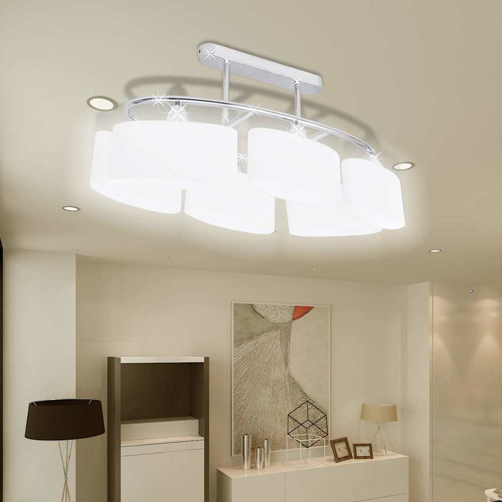 vidaXL Ceiling Lamp with Ellipsoid Glass Shades 4 pcs E14 1