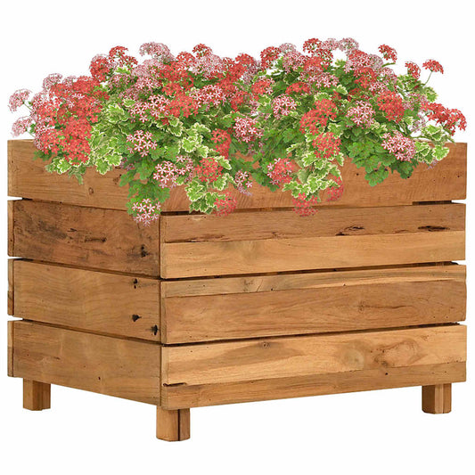 Raised Bed Recycled Teak Wood and Steel 50 cm 38 cm