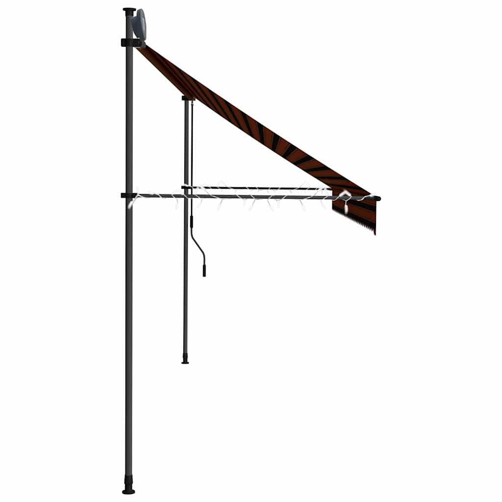 Manual Retractable Awning with LED Orange and Brown 350 cm
