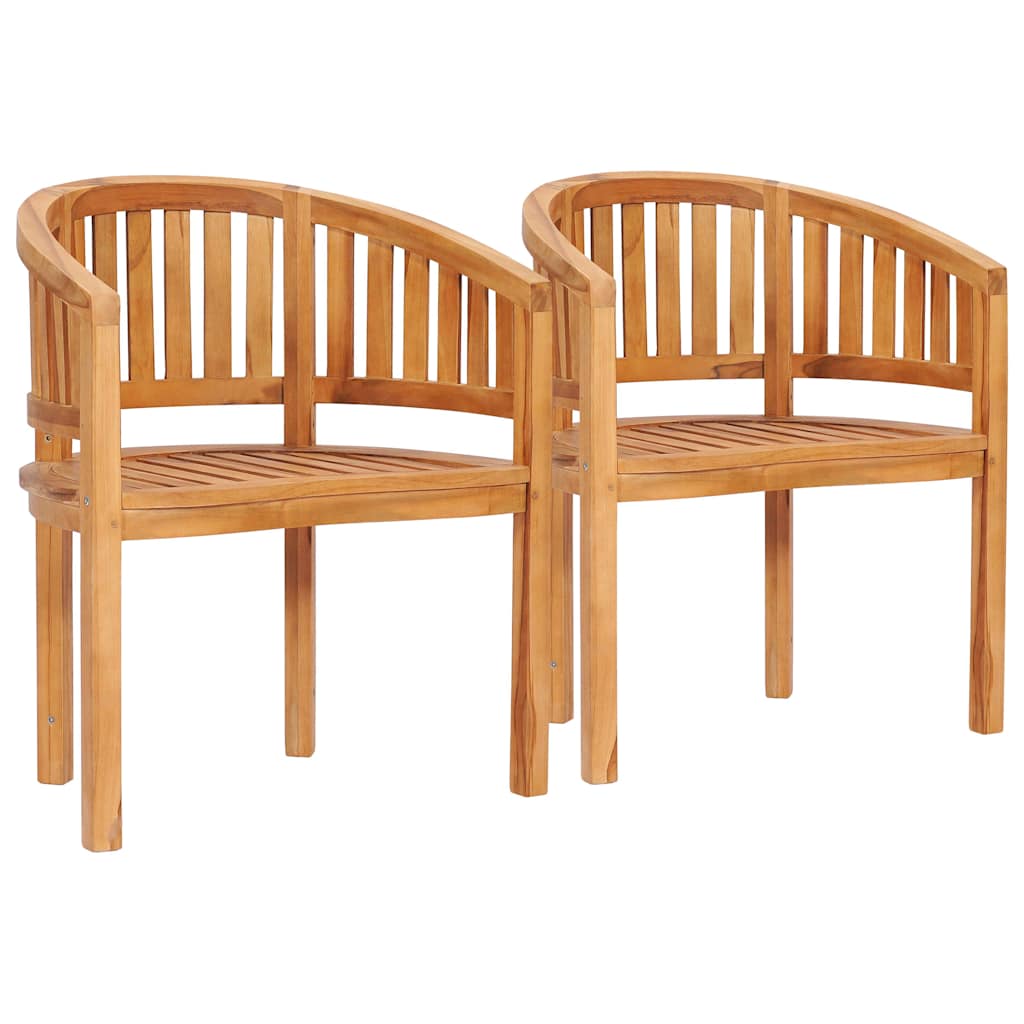 48019 vidaXL Banana Chairs 2 pcs Solid Teak Wood 2