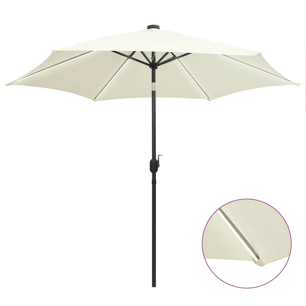 Garden Parasol with LED Lights&Aluminium Pole 300 cm White