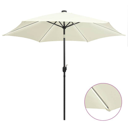 Garden Parasol with LED Lights&Aluminium Pole 300 cm White