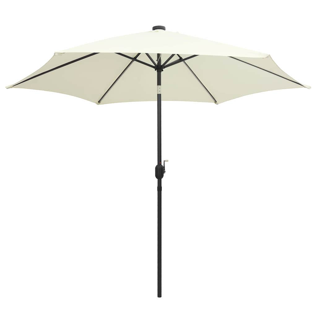 Garden Parasol with LED Lights&Aluminium Pole 300 cm White