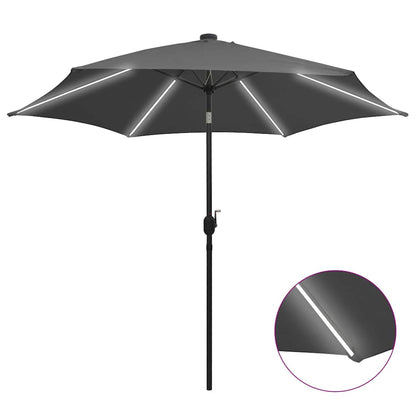 Garden Parasol with LED Lights&Aluminium Pole 300 cm Anthracite