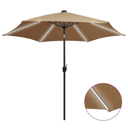 Garden Parasol with LED Lights&Aluminium Pole 300 cm Taupe
