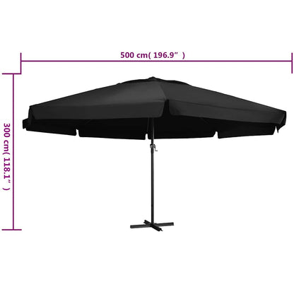 vidaXL Garden Parasol with Aluminium Pole 500 cm Black 6