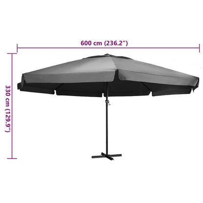vidaXL Garden Parasol with Aluminium Pole 600 cm Anthracite 6