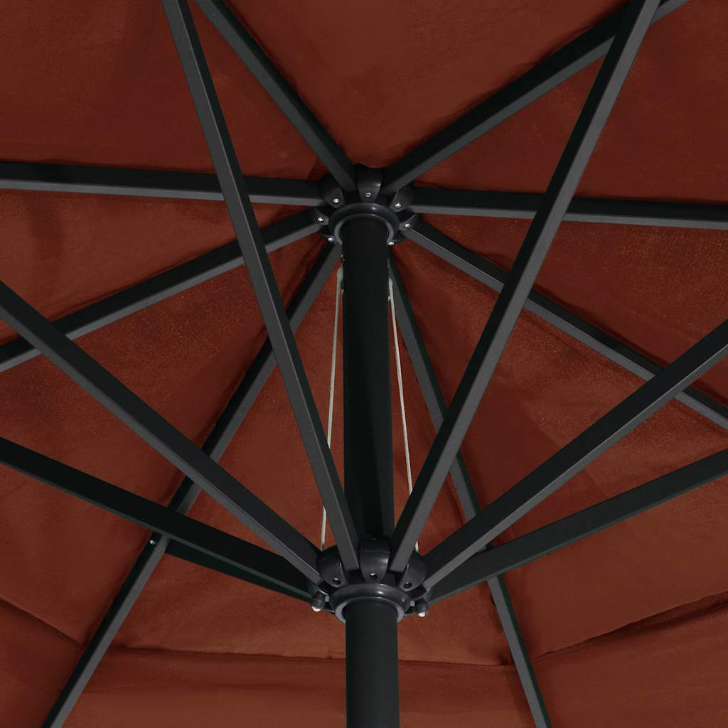 vidaXL Garden Parasol with Aluminium Pole 600 cm Terracotta 4