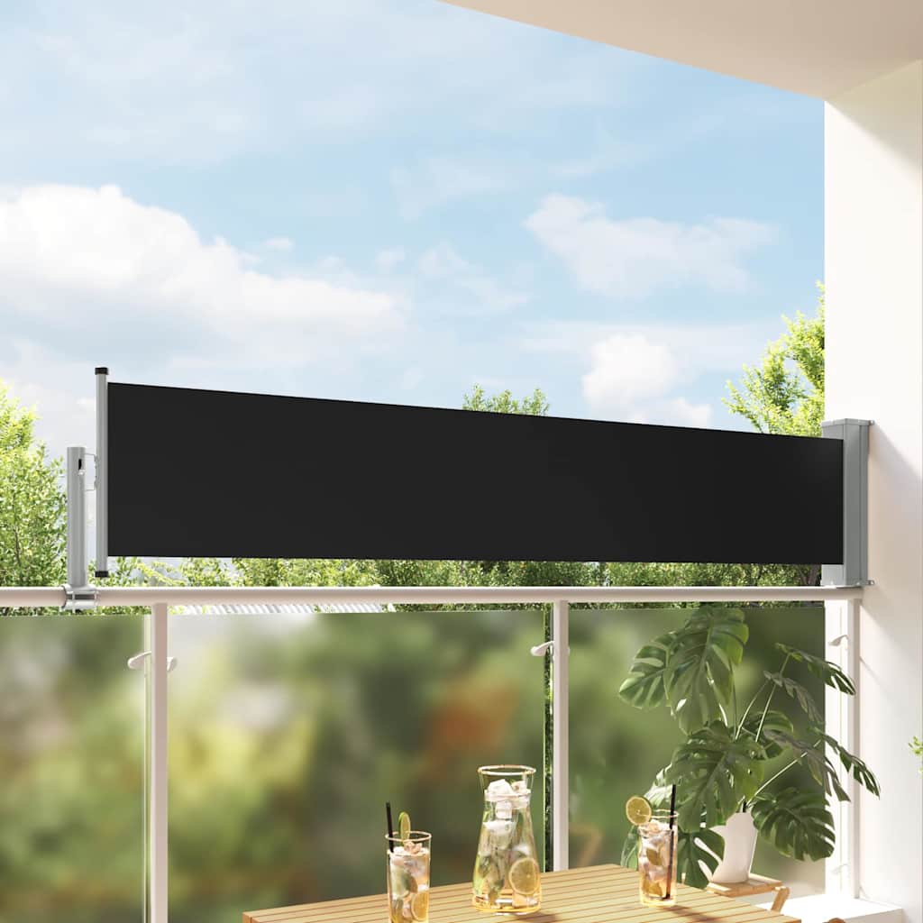 Patio Retractable Side Awning 60 x 300 cm Black