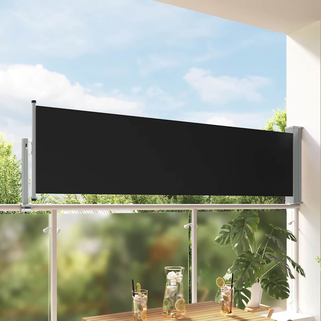Patio Retractable Side Awning 80 x 300 cm Black