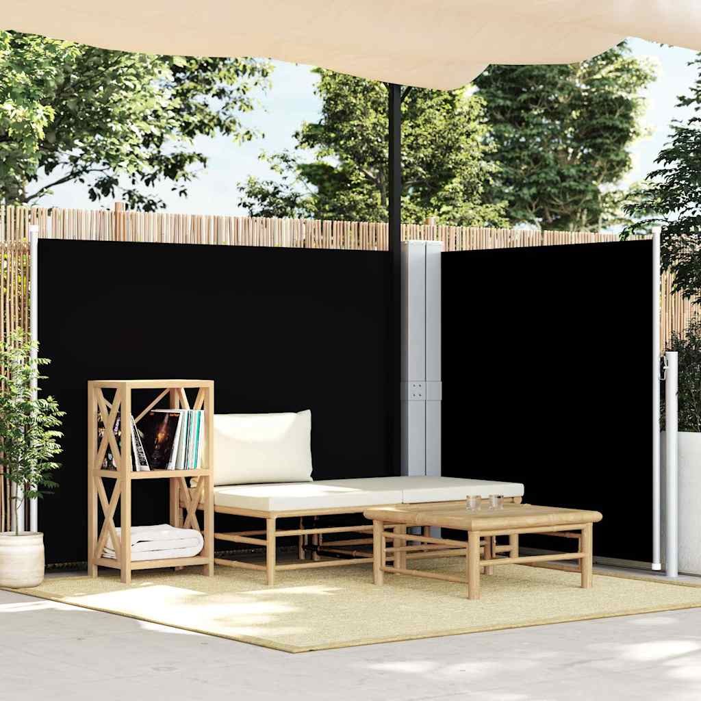 Retractable Side Awning Black 100 x 600 cm – 220 x 600 cm 140 x 1000 cm