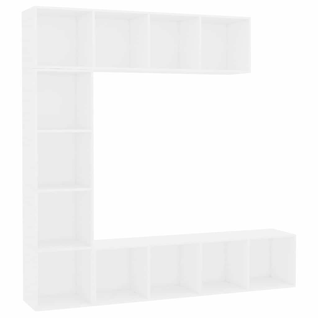 vidaXL 3 Piece Book/TV Cabinet Set White 180x30x180 cm 2