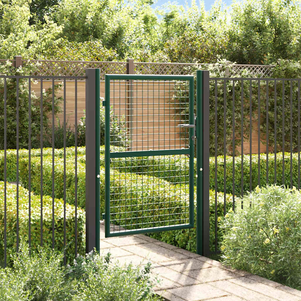 Fence Gate Steel Green 100 x 125 cm