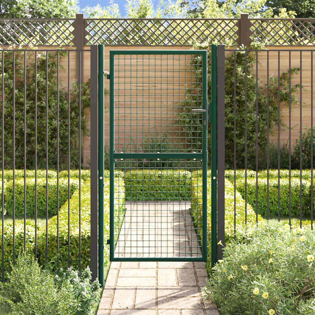 vidaXL Fence Gate Steel 100x175 cm Green 3