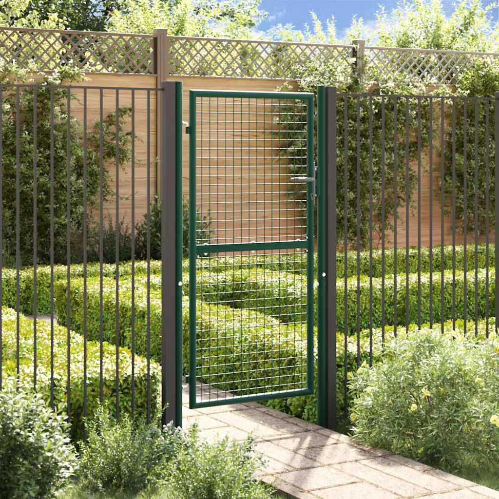 vidaXL Fence Gate Steel 100x175 cm Green 1