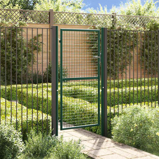 vidaXL Fence Gate Steel 100x175 cm Green 1