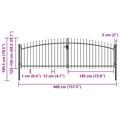 vidaXL Double Door Fence Gate "Woerden" with Spear Top 400x199,5 cm 6