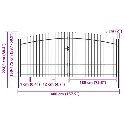 vidaXL Double Door Fence Gate "Woerden" with Spear Top 400x224,5 cm 6