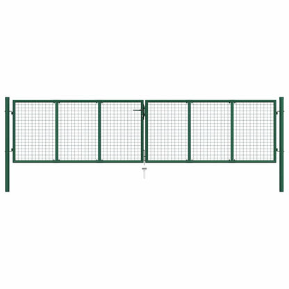 145748 vidaXL Mesh Garden Gate Steel 400x100 cm Green 1