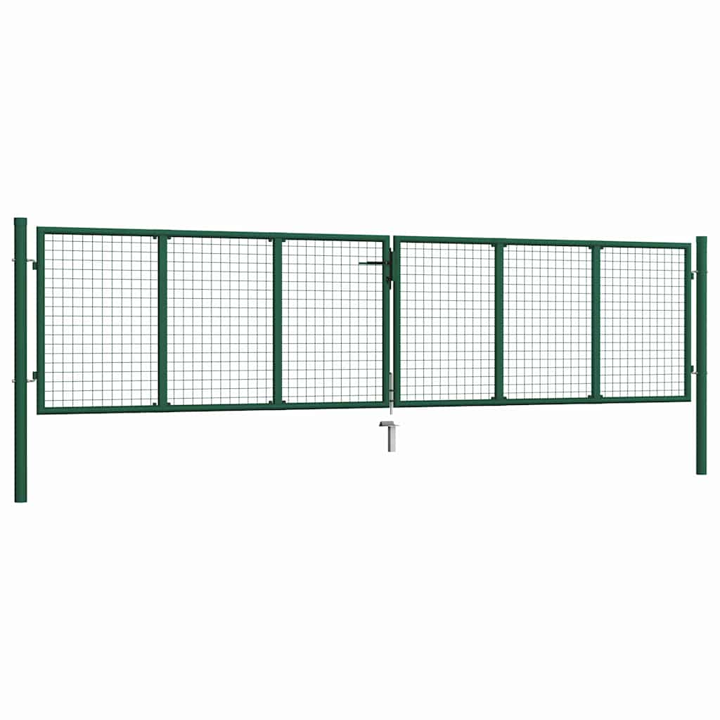 145748 vidaXL Mesh Garden Gate Steel 400x100 cm Green 2