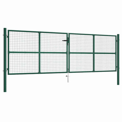 vidaXL Mesh Garden Gate Steel 400x75 cm Green