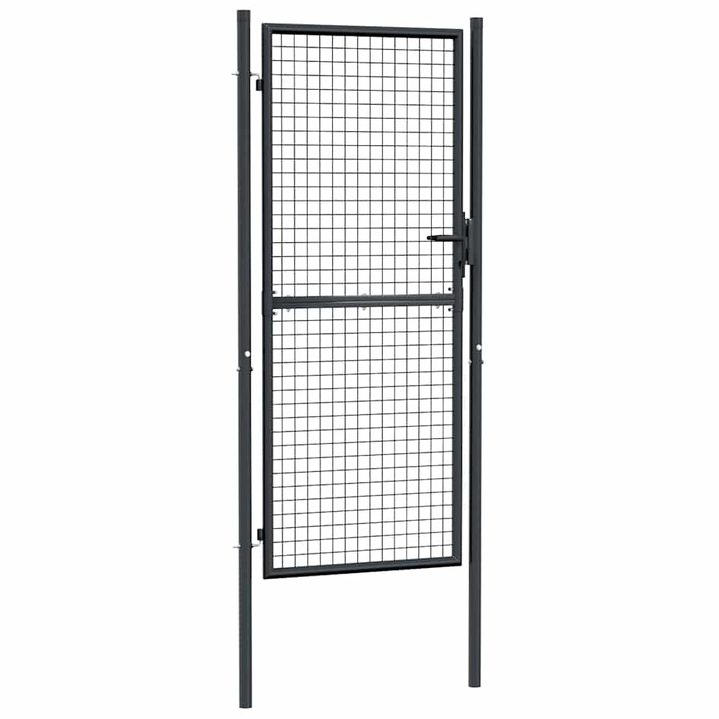 145775 vidaXL Mesh Garden Gate Galvanised Steel 100x200 cm Grey 2
