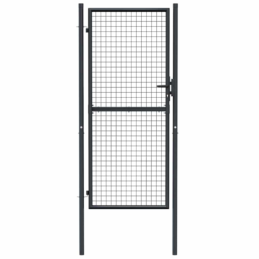 145775 vidaXL Mesh Garden Gate Galvanised Steel 100x200 cm Grey 4