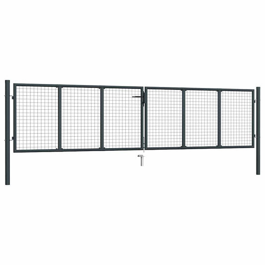 145776 vidaXL Mesh Garden Gate Galvanised Steel 400x75 cm Grey 2