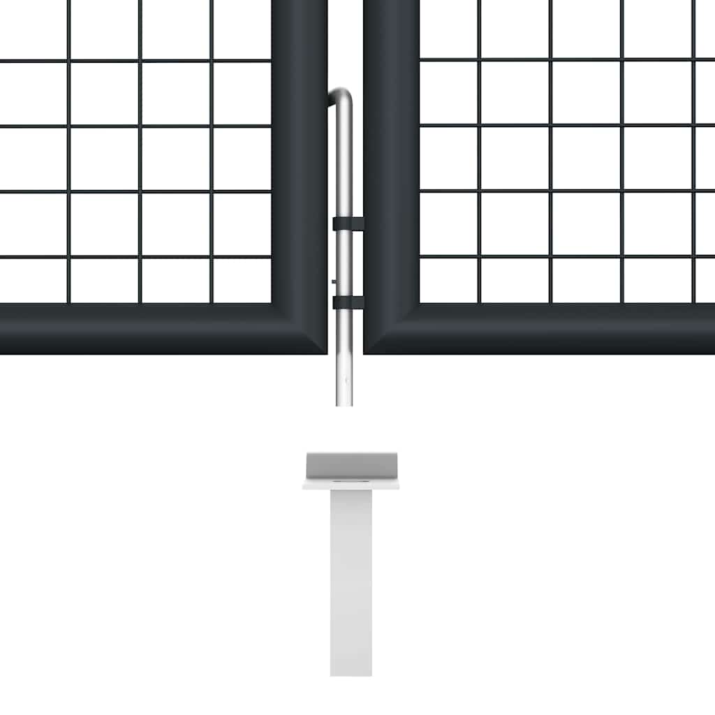 145776 vidaXL Mesh Garden Gate Galvanised Steel 400x75 cm Grey 5