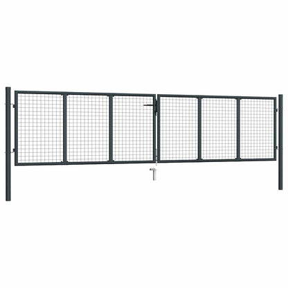 145777 vidaXL Mesh Garden Gate Galvanised Steel 400x100 cm Grey 2